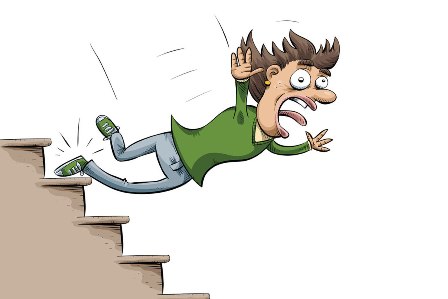 A Woman Falling Down The Stairs
