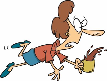 Butterfingers Woman Dropping Coffee And Falling On The Ground