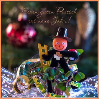 Einen Guten Rutsch Ins Neue Jahr   Happy New Year In German  Kaminkehrer Mit Leiter Und Kleeblatt