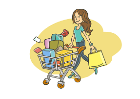 Mom With A Trolly Shopping