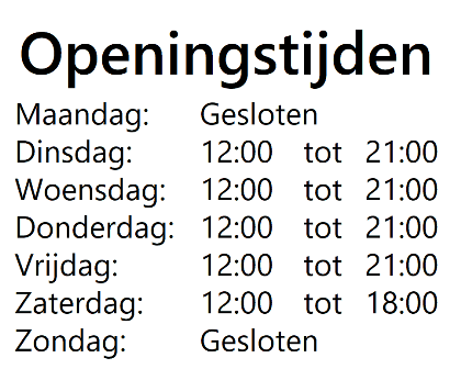 Openingstijden Bord