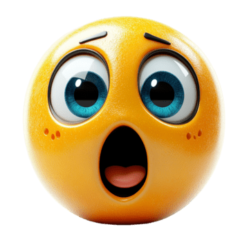 Surprised Emoticon With Blue Eyes And Open Mouth