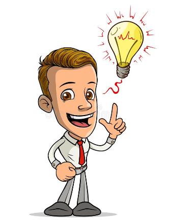Young Man Has An Idea With A Light Bulb